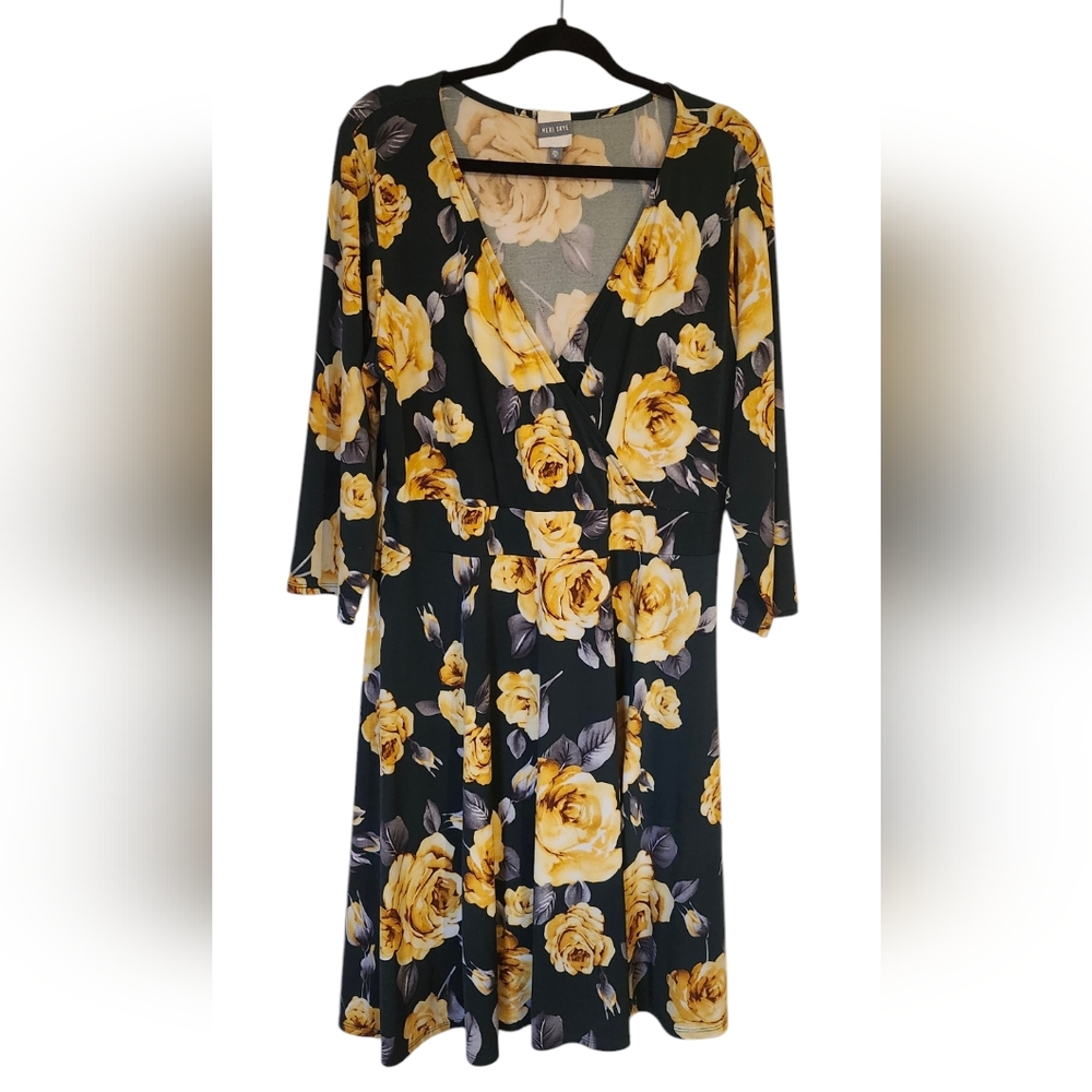 CLOSET CLEAROUT Meri Skye Green and Yellow Floral Dress Meri Skye Dress Size 2XL